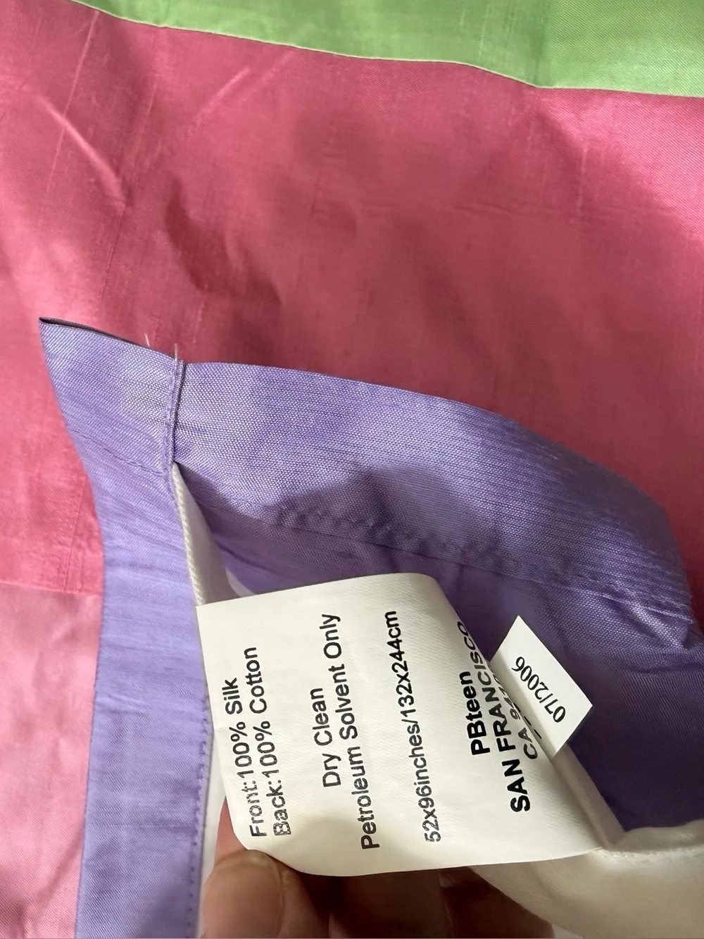 Pottery Barn PB Teen Striped Pastel Curtain Panels Multi Color 100% Silk 2 Sizes